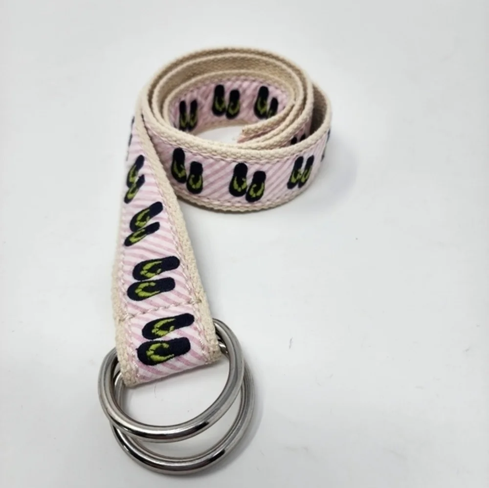 J. Crew Women's Pink Stripe Fabric Flip Flop Belt Size‎ S/M